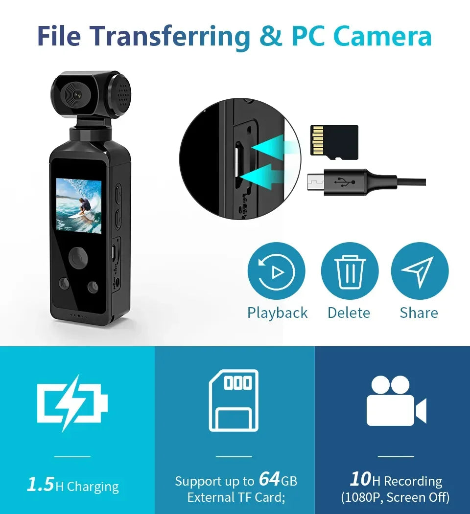 Real-5K 4K UHD WiFi 1080P Camera 270 Rotatable Mini Camcorders Outdoor Sports With Waterproof Case Video Recorder Camcorder Cam - Universal Market