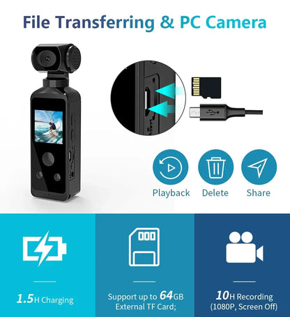 Real-5K 4K UHD WiFi 1080P Camera 270 Rotatable Mini Camcorders Outdoor Sports With Waterproof Case Video Recorder Camcorder Cam - Universal Market