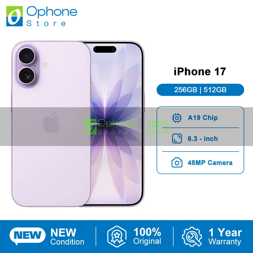 2025 NEW iPhone 17 Smartphone A19 Chip 256GB ROM 120Hz 6.3" XDR Display 48MP Rear Camera Control Action Button Dynamic Island - Universal Market