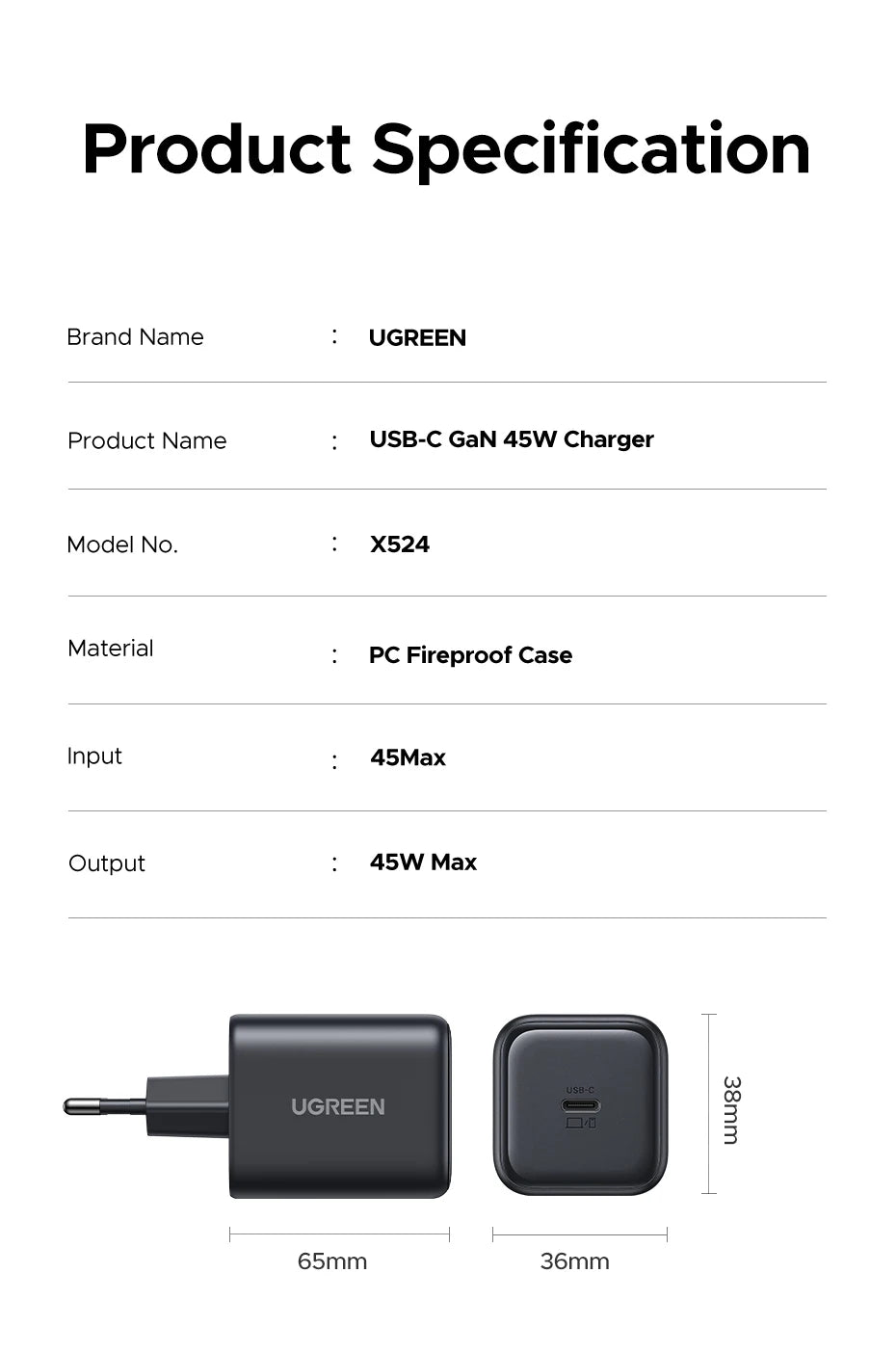 UGREEN 45W GaN Charger PD3.0 Fast Charger PPS QC3.0 Quick Charge For Samsung S25 S24 Ultra iPhone 17 16 15 Pro Max iPad Tablet