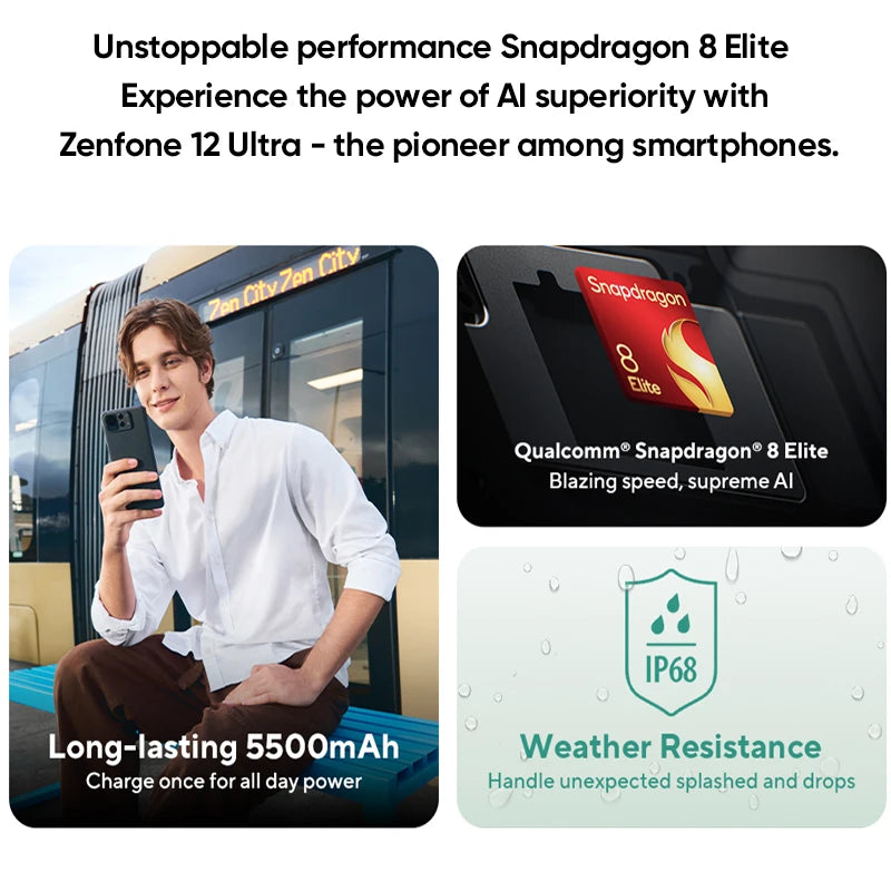 Global Version ASUS Zenfone 12 Ultra AI 5G Smartphone Snapdragon 8 Elite 6.78'' 144Hz AMOLED LTPO Display 5500mAh Battery Phone