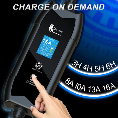 feyree EV Charger Portable 3.5kW Tesla NACS Charger Plug 1.8" LCD Screen with Set Delay Schedule Charging Station for Tesla Cars
