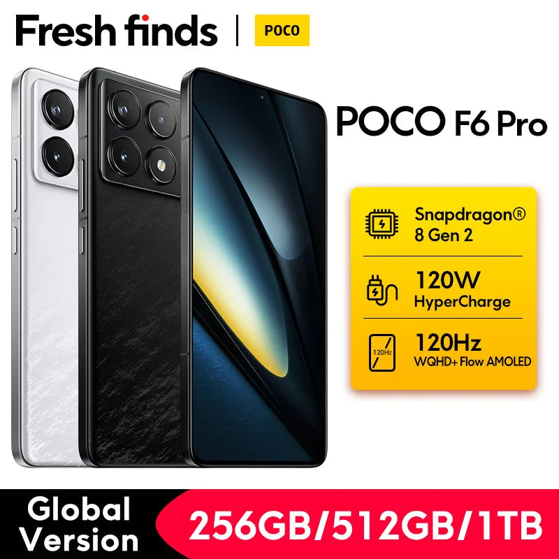 POCO F6 Pro Global Version Snapdragon® 8 Gen 2 Smartphone 120W HyperCharge 50MP triple camera WQHD+ 120Hz Flow AMOLED display