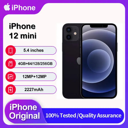 Original Apple iPhone 12 mini 5G Face ID Unlocked Used IOS A14 5.4" 64/128/256GB ROM 2227mAh Cellphone 12MP Smartphone - Universal Market