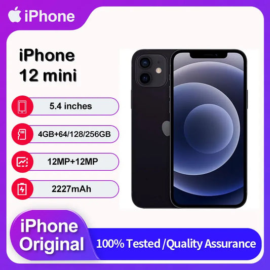 Original Apple iPhone 12 mini 5G Face ID Unlocked Used IOS A14 5.4" 64/128/256GB ROM 2227mAh Cellphone 12MP Smartphone - Universal Market