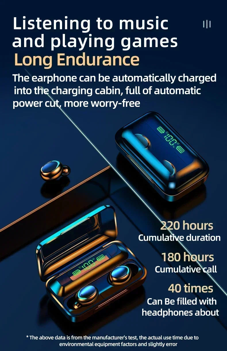 TWS F9-5 Earphone Bluetooth 5.3 Wireless Headphones Hifi Stereo Sports Waterproof Earbuds Headset Hearing Aids With Mic Handfree - Universal Market