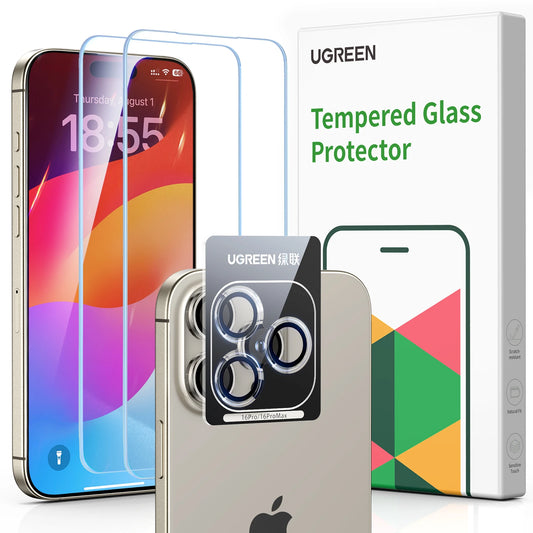 UGREEN Screen Protector For iPhone 16 Pro Full Cover Tempered Glass For iPhone 16 Plus Pro Max Camera Lens Protectors