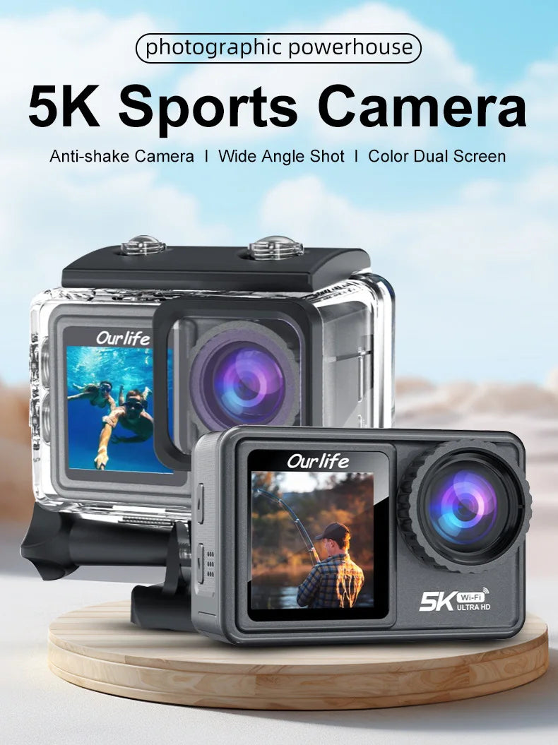 5K HD Outdoor Sports Camera Video Recording Action Shoot Stabilization Underwater Waterproof Photography Cam CarDriving Recorder