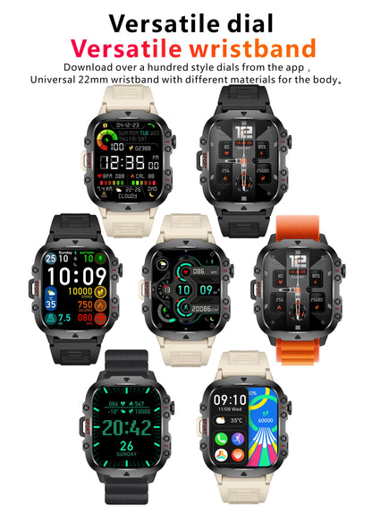 2025 Outdoor Smart Watch Men 2.01" Screen 3ATM Waterproof Watches Bluetooth Call Ai Voice Sport Smartwatch For Android IOS Phone