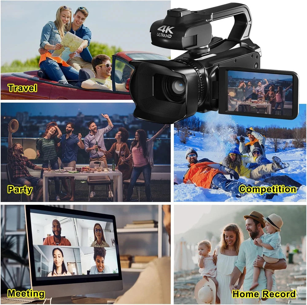 64MP 4K 60FPS Camcorder For Tiktok Youtube Video Camera Rotate Touch Screen Photography Camera WIFI Streaming Webcam Recorder - Universal Market