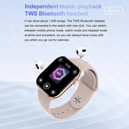 For Apple DT Watch X Mini Smart Watch 3D Menu Video AI Voice NFC Sports Record Health Test 1.85 Inch AMOLED Women Smartwatch