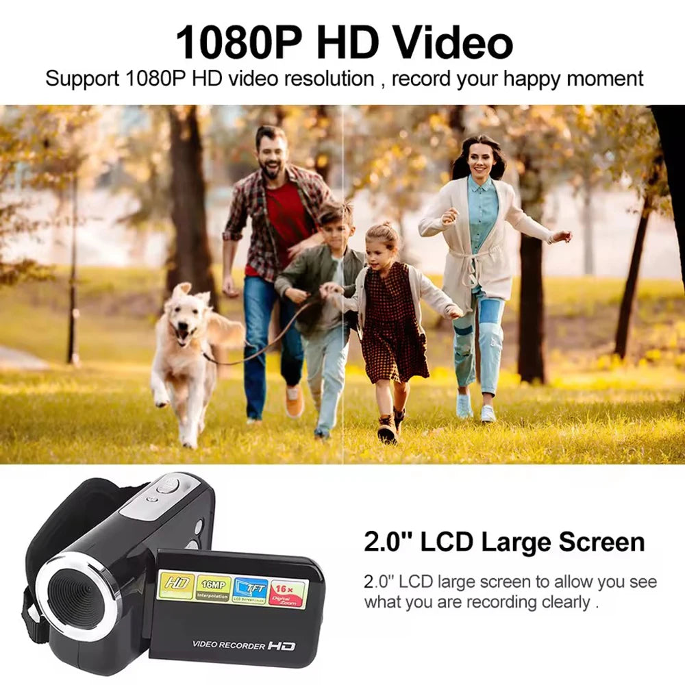 32GB 1080P 16MP 16X Zoom Digital Camera With Fill Light 2.0'' Rotatable Screen Camcorder HD Video Recorder Camera Birthday Gift