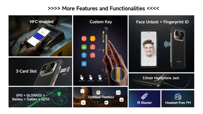 Ulefone Armor 25T 4G Rugged Phone Android 14 33W 50MP+64MP Night Camera NFC Waterproof Smartphone 6.78" 120Hz  256GB ROM  Global