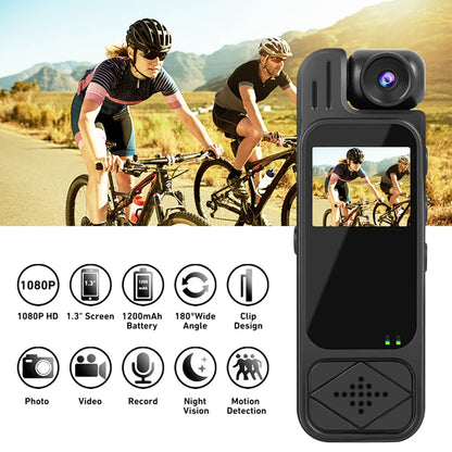 128GB Full HD 1080P Mini Body Camera Body Mounted Camera Night Vision Digital Video Recorder 1.3inch Bodycam Worn Police Camera