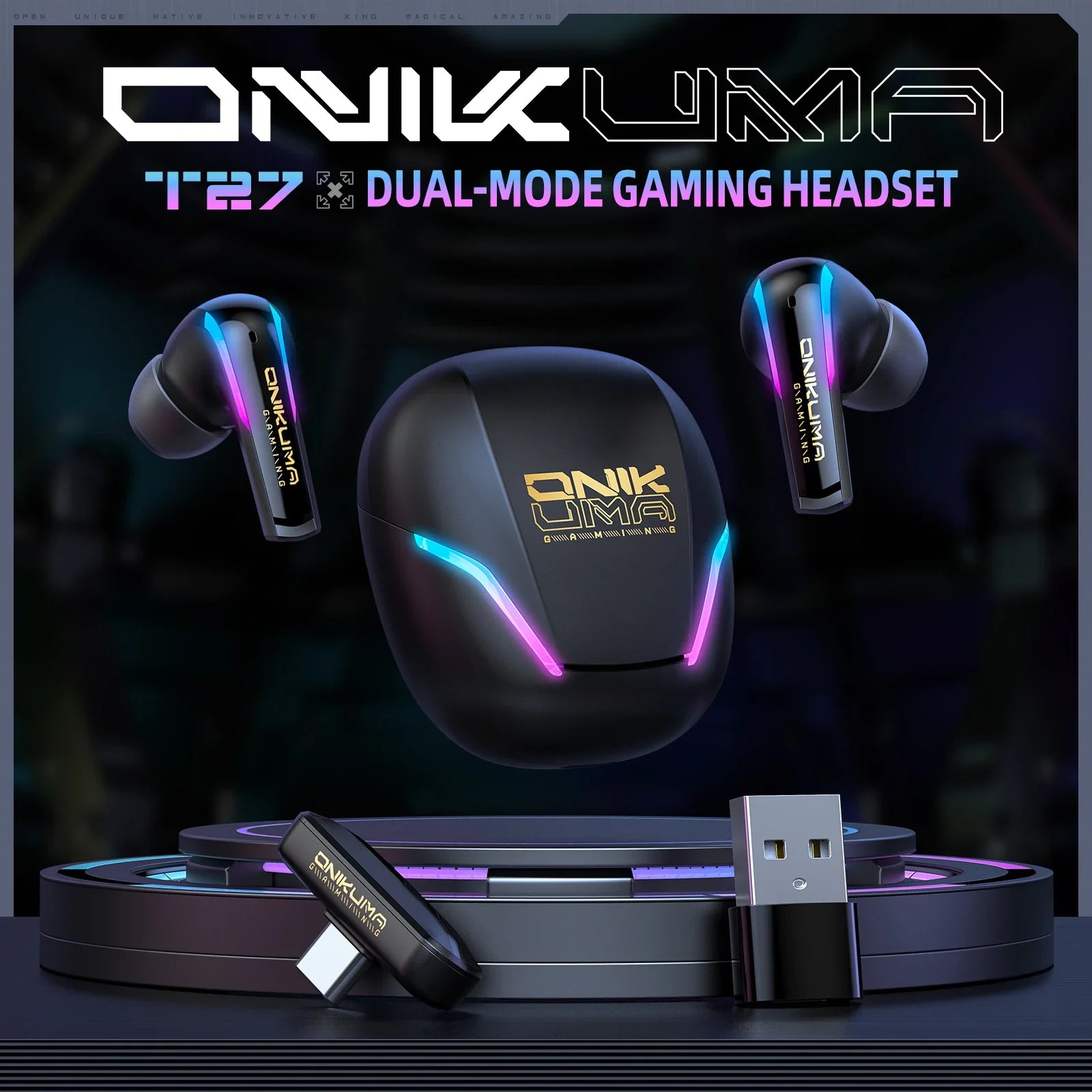 ONIKUMA T27 Earbuds Wireless Gaming with ENC Mic for PS5/4,Bluetooth Headphones for Phone, Pad, Laptop, Steam Deck, Switch - Universal Market