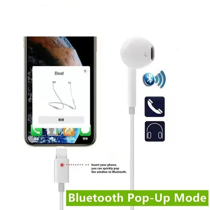 Original Headphones For Apple iPhone 16 15 14 13 11 12 Pro Max Plus In-ear Lightning 3.5MM Wired Bluetooth Earphones Accessories - Universal Market