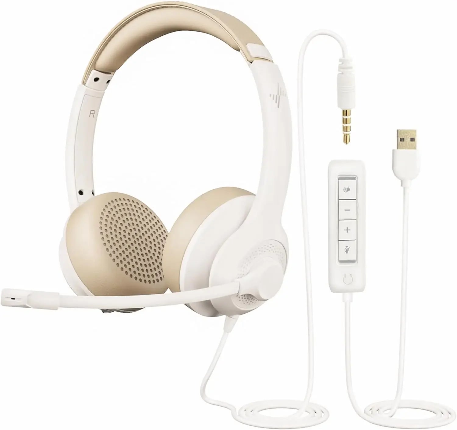JIAMQISHI USB Headset PC Computer Headphones with Noise Cancelling MIC in-line Control for Home Office Online Class Skype Zoom - Universal Market