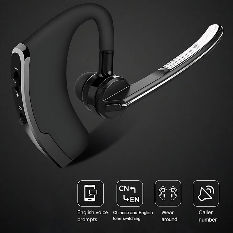 New V8 Wireless Bluetooth Single Earphone With HD Mic Stereo Headset Handsfree Call Business Headphone For Sports Driving Travel - Universal Market