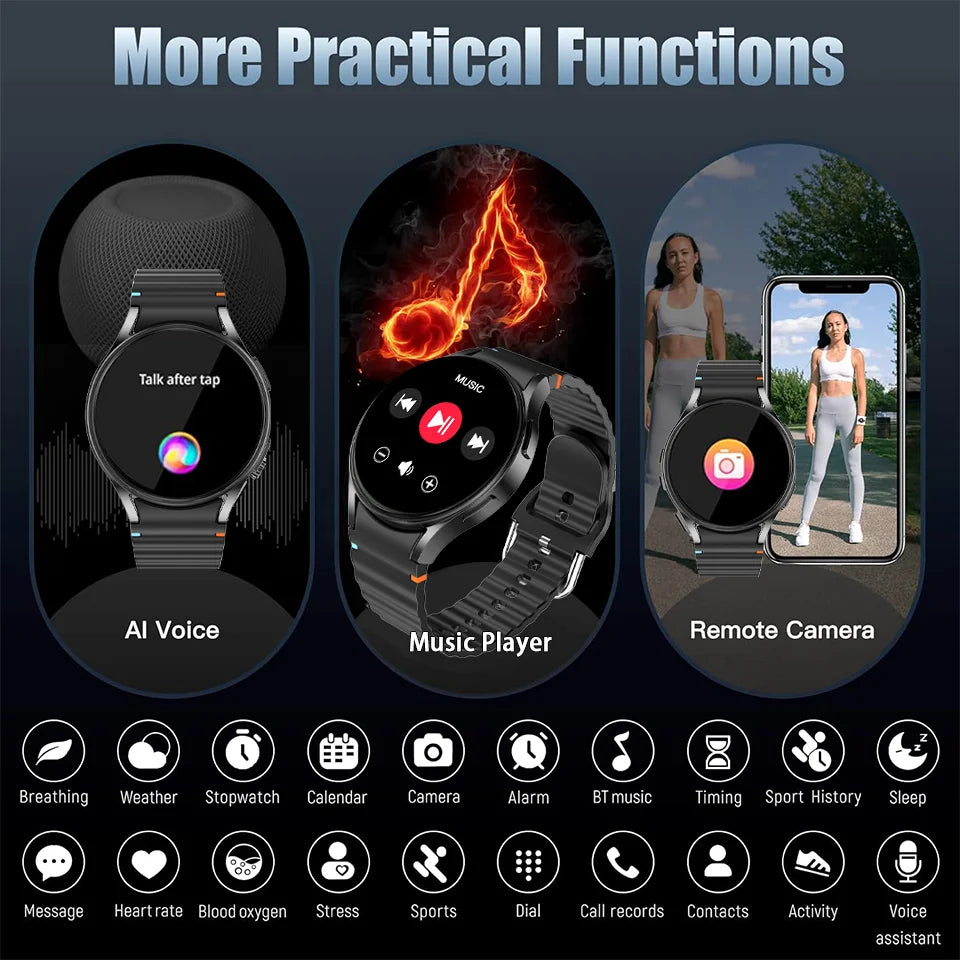 2025 New Bluetooth Call Smart Watch 7 Classic Men AMOLED HD Screen AI Voice Assistant Bluetooth Call NFC GPS Smartwatch Women