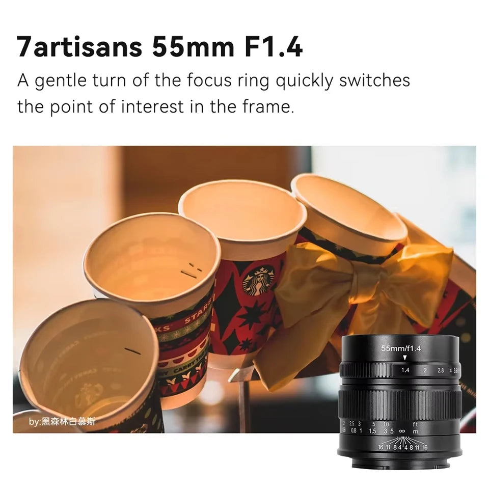 7artisans APS-C 55mm F1.4 Large Aperture Manual Focus Mirrorless Camera Lens for Portrait Photography with Sony E Fujifilm XF - Universal Market