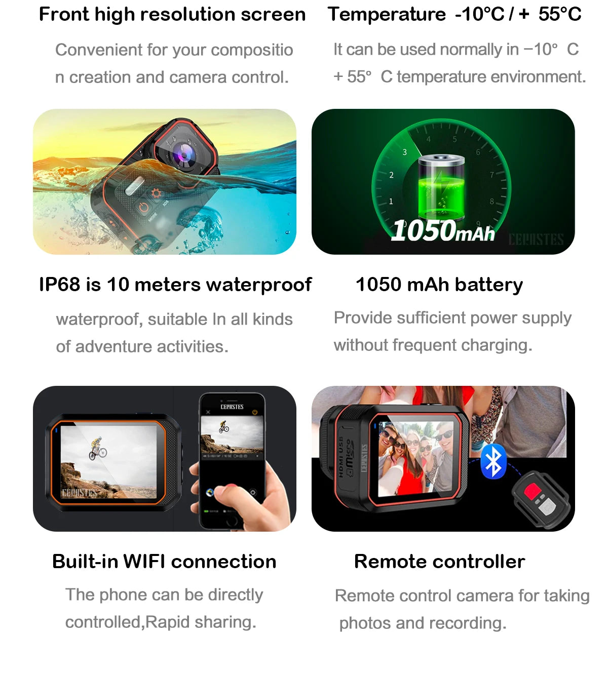 Action Camera 4K60FPS With Remote Control Screen Waterproof Sport Camera Drive Recorder Sports Camera Helmet Action Cam