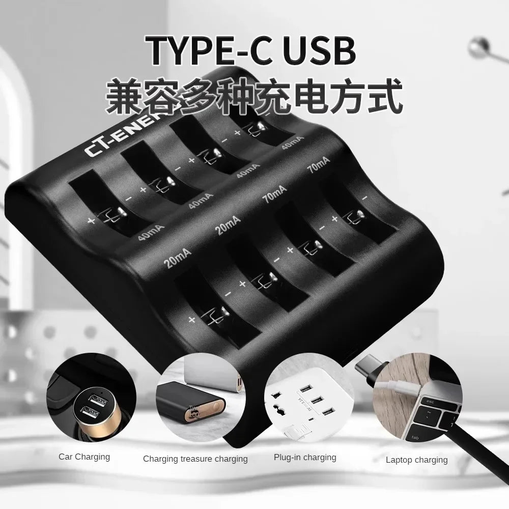 Travel Portable Charger for 1220 1240 1620 1632 2032 2025 2016 2430 2440 2450 2477 Lithium Coin Battery 8 Slot Smart Charger