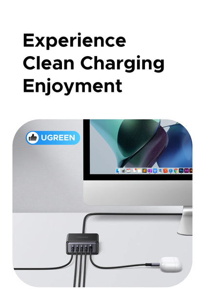 UGREEN 65W GaN Charger PPS QC4.0 PD3.0 5 IN 1 Desktop Charging Station For Phone 16 15 14 Pro Xiaomi Samsung Tablet Macbook Air