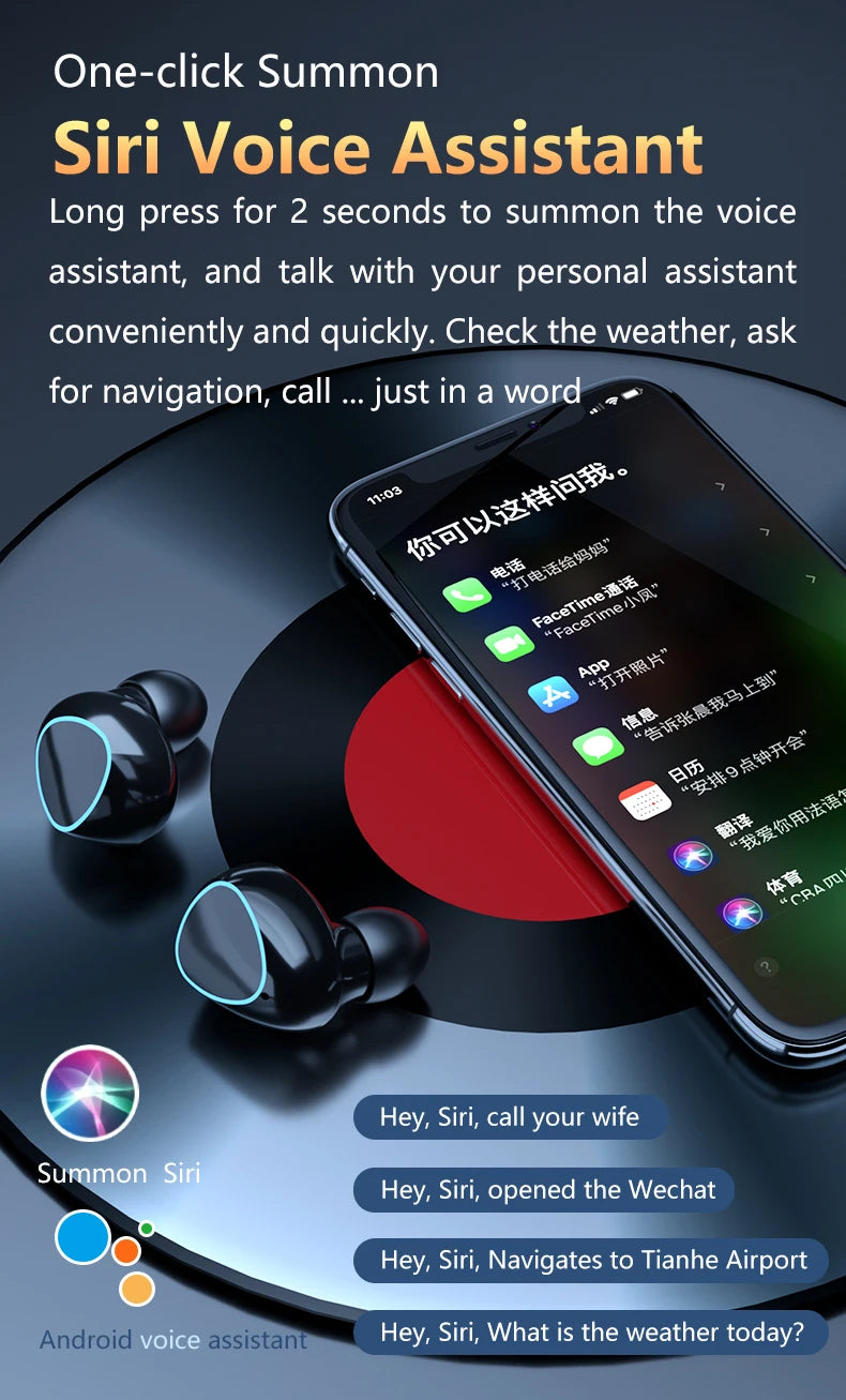 TWS M10 Wireless Bluetooth Headset with Charge Box for Phone Noise Cancelling Mic Earbuds LED Display Headphones Sport Earphones - Universal Market