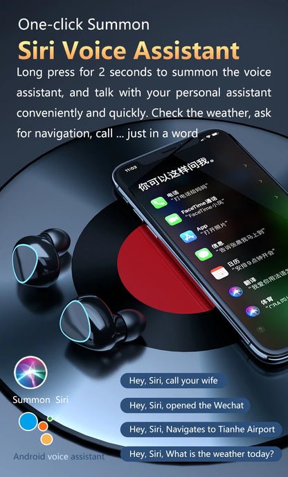 TWS M10 Wireless Bluetooth Headset with Charge Box for Phone Noise Cancelling Mic Earbuds LED Display Headphones Sport Earphones - Universal Market
