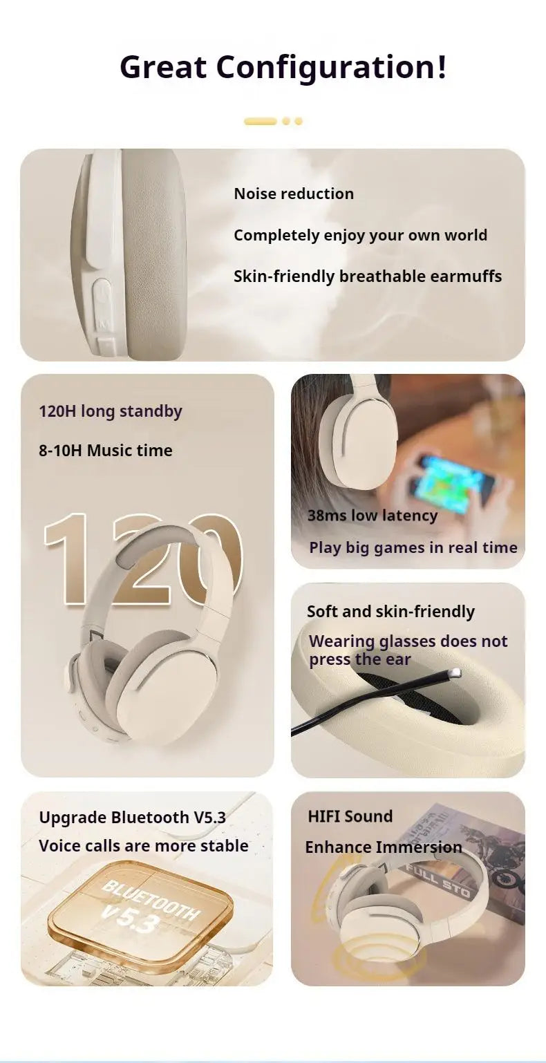 P2961 Wireless Bluetooth 5.3 Headphones Over TWS HIFI Stereo Headset Sports With Earphones Music Player With HD Mic High Quality - Universal Market