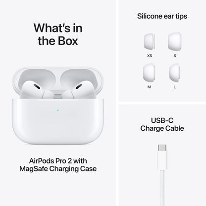 Apple AirPods Pro 2 Wireless Bluetooth Earbuds Active Noise Cancellation Transparency Spatial Audio USB-C MagSafe Charging Case