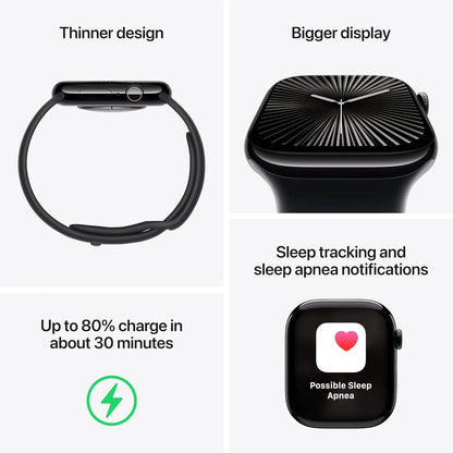 Apple Watch Series 10 GPS Smartwatch with Aluminium Case with Sport Band Water Resistant Always-On Retina Display