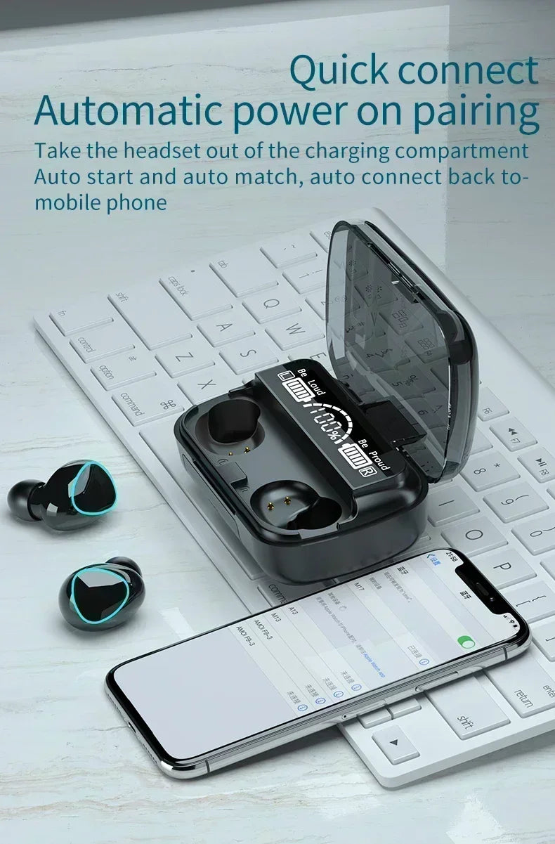 Original M10 Headphones Bluetooth Wireless Earpods Sports Stereo Noise Canceling Headphone Microphone Speaker - Universal Market