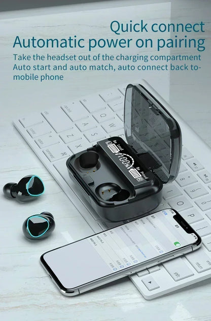 Original M10 Headphones Bluetooth Wireless Earpods Sports Stereo Noise Canceling Headphone Microphone Speaker - Universal Market