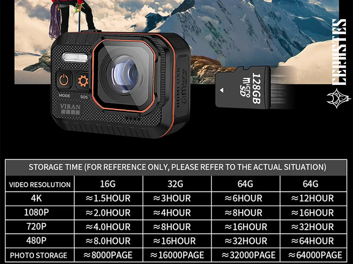 Action Camera 4K60FPS With Remote Control Screen Waterproof Sport Camera Drive Recorder Sports Camera Helmet Action Cam