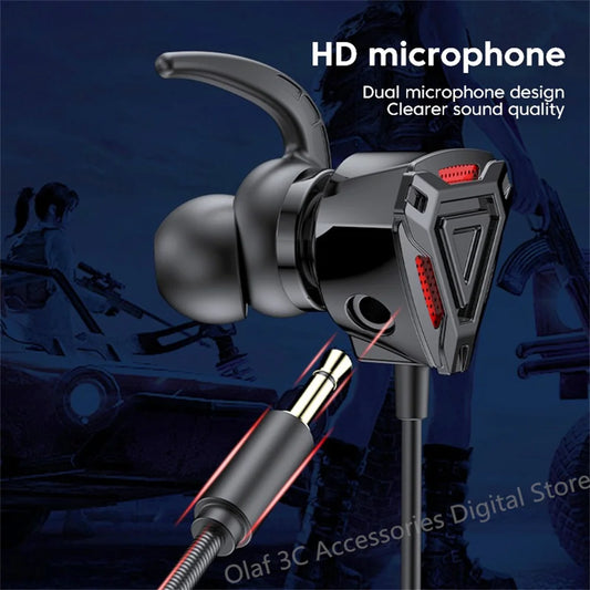 OLAF 3.5mm Wired Headphones Gaming Headset Bass Stereo Gamer Earphones Noise Cancelling Earbuds With Dual Mic In-ear Handfree - Universal Market