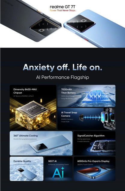 [Russian Version] Smartphone realme GT 7T 5G Dimensity 8400-MAX Chipset 7000mAh Battery 120W Charge 50MP Sony OIS Camera NFC
