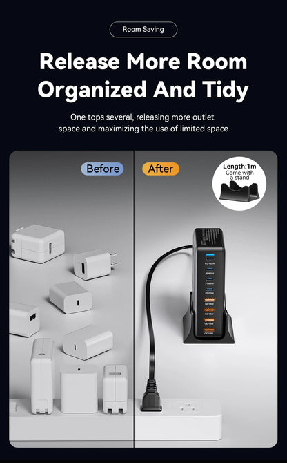 Essager 320W GaN Charger 8Port USB Type C Desktop Charging Station PD 100W Fast Charging For iPhone 17 16 15 iPad MacBook Laptop