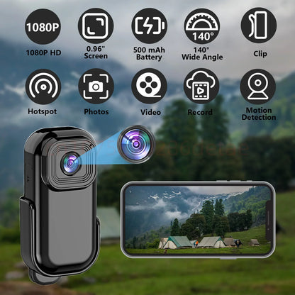 Mini Camera HD 1080 WiFi pocket Outdoor Sports Video Audio Recorder Loop Record Magnetic Back Clip Bicycle Camcorder Smart Home