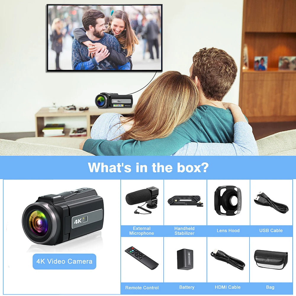 4K Video Camera Camcorder 48MP UHD WiFi IR Night Vision Vlogging Camera for YouTube 16X Digital Zoom Touch Screen Camera - Universal Market