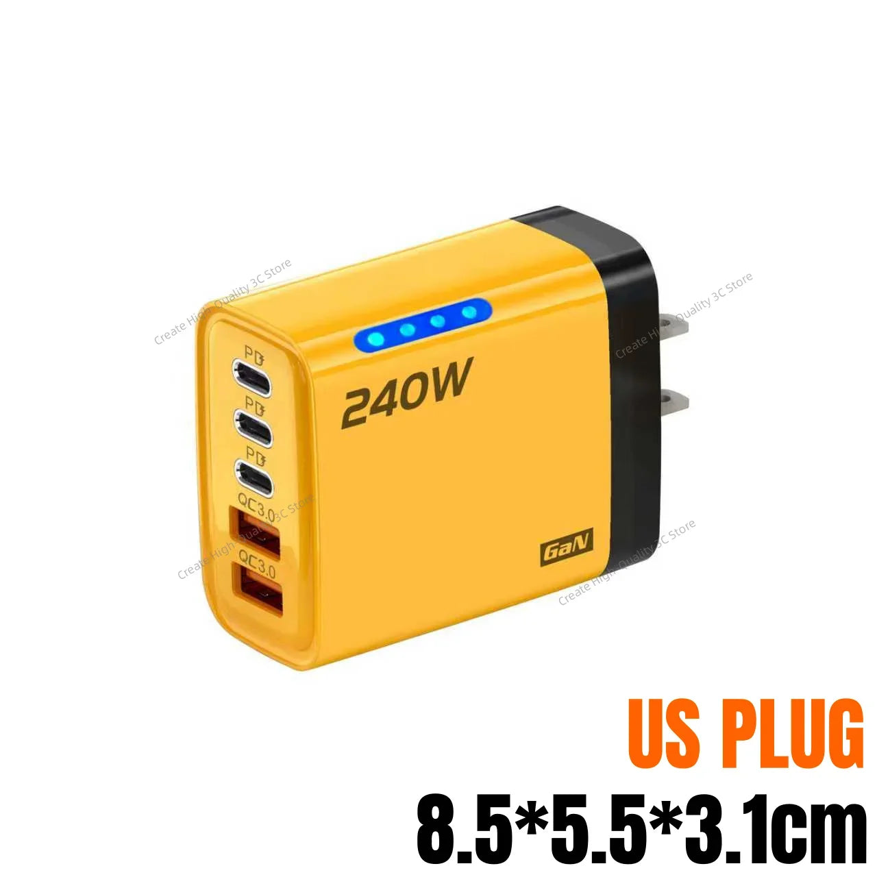 Xiaomi 240W QC3.0 PD 5 Ports GaN Fast Charger EU/US Plug Phone Charging Head Adapter with LED Light for iPhone Samsung Xiaomi