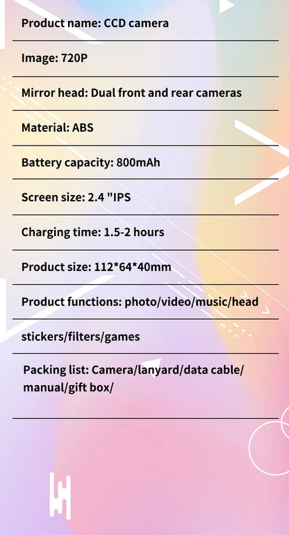 Kid Digital Camera for Children Camcorder Rechargeable Cameras Vlogging Camera 2.4" Rechargeable for Kid Beginner Photography - Universal Market