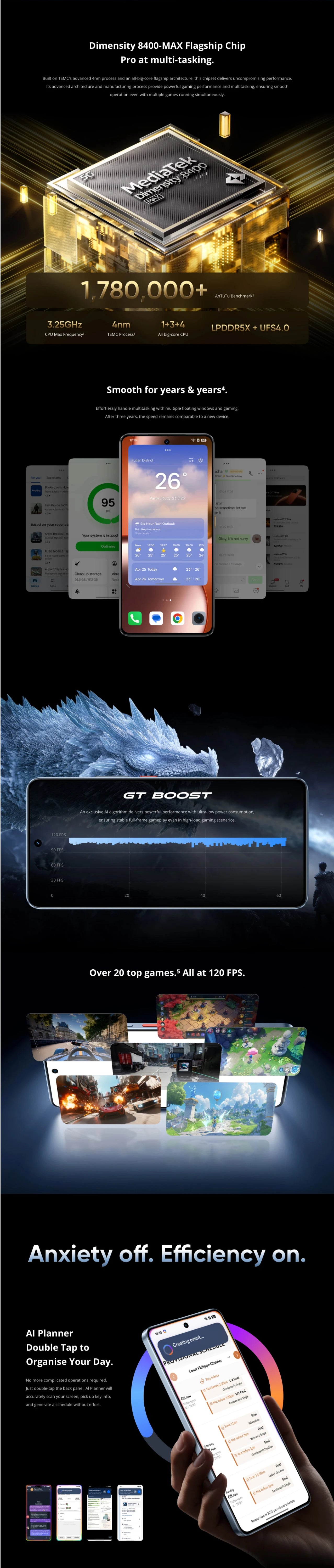 [Russian Version] Smartphone realme GT 7T 5G Dimensity 8400-MAX Chipset 7000mAh Battery 120W Charge 50MP Sony OIS Camera NFC