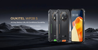 Oukitel WP28 S Rugged Smartphone 6.52‘’ HD 10600MAH 16GB (4+12)+128GB ANDROID14 13MP Camera Cellphone