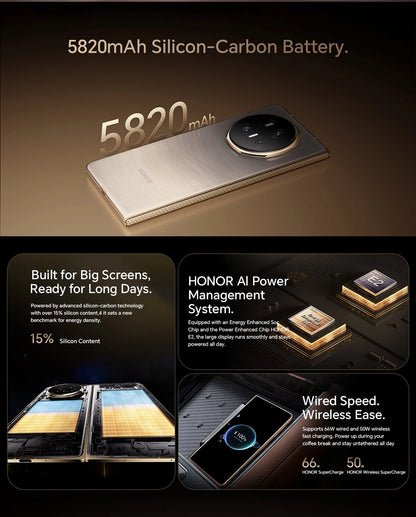 Global Version HONOR Magic V5 5G 16GB+512GB Foldable OLED Screen Snapdragon 8 Elite 5820 mAh Battery 50W Wireless SuperCharge