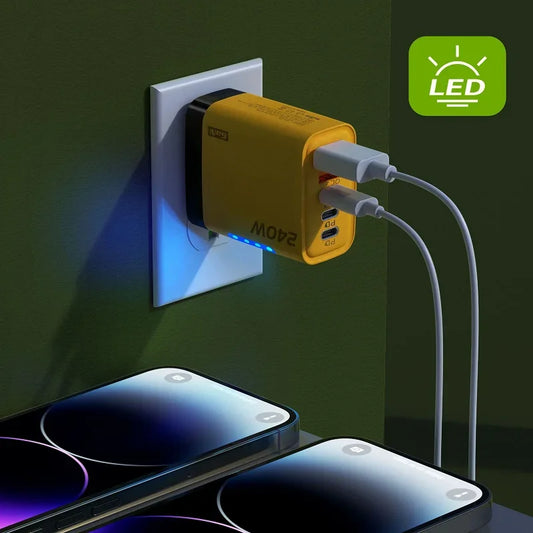 Xiaomi 240W QC3.0 PD 5 Ports GaN Fast Charger EU/US Plug Phone Charging Head Adapter with LED Light for iPhone Samsung Xiaomi