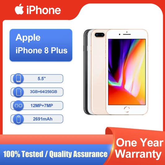 Original Unlocked Apple iPhone 8 Plus 3GB RAM 64/256GB ROM 5.5" NFC Retina IPS 625 nits Fast Shipping LCD CellPhone