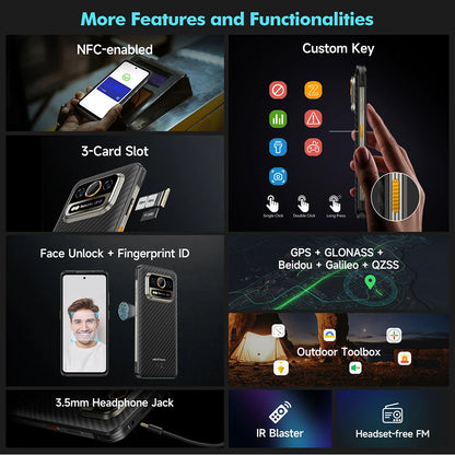 Ulefone Armor 25T 4G Rugged Phone Android 14 33W 50MP+64MP Night Camera NFC Waterproof Smartphone 6.78" 120Hz  256GB ROM  Global