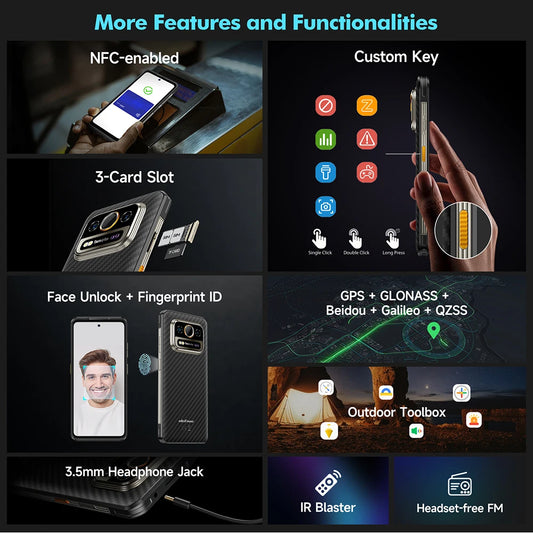 Ulefone Armor 25T 4G Rugged Phone Android 14 33W 50MP+64MP Night Camera NFC Waterproof Smartphone 6.78" 120Hz  256GB ROM  Global