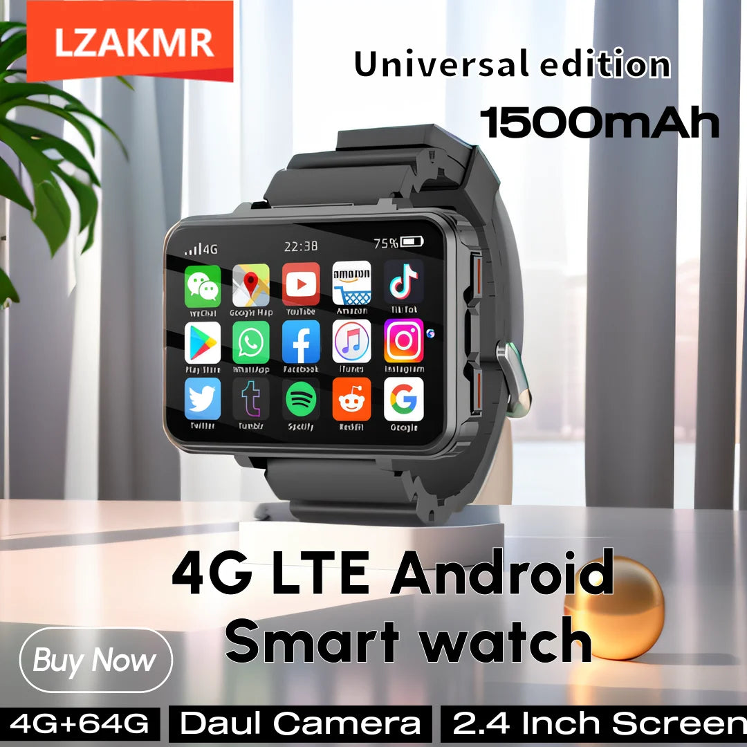 NEW VP999 Global Version 4G NET Smartwatch Android OS 1500mAH Battery 2.4" Screen Blood Pressure GPS Location Men Smart Watch